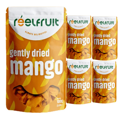 Reelfruit Organic, Vegan & Gluten Free Gently Dried Mango 100g Combo (Pack of 5)