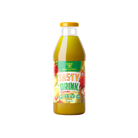 Healthy & Tasty Strawberry & Banana Mix Juice,  Natural, Low Calorie, Keto Friendly, No Added Sugar, Fruit Drink - 10 oz 300 ml