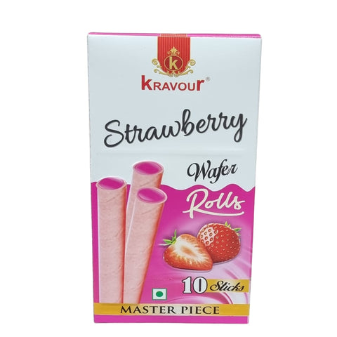 Kravour Strawberry Wafer Rolls 120g